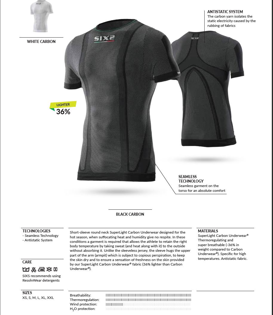 Sixs SuperLight Carbon Underwear Short Sleeve T-Shirt | FortNine Canada