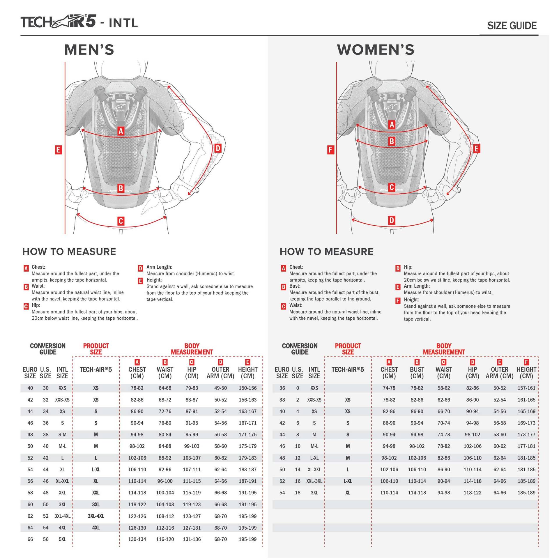 Size Chart alpinestarsairbagtechair5 FortNine Canada