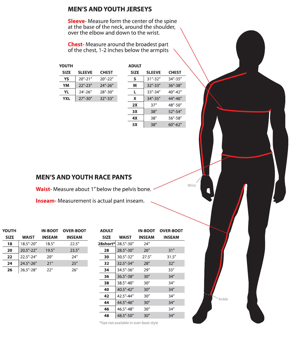 Size Chart: fly-racing-mens-youth-gear | FortNine Canada