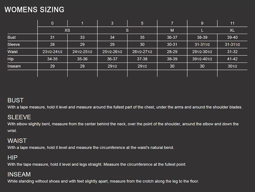 Size Chart foxwomens FortNine Canada