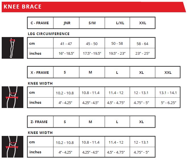 Size Chart Leatt knee braces FortNine Canada