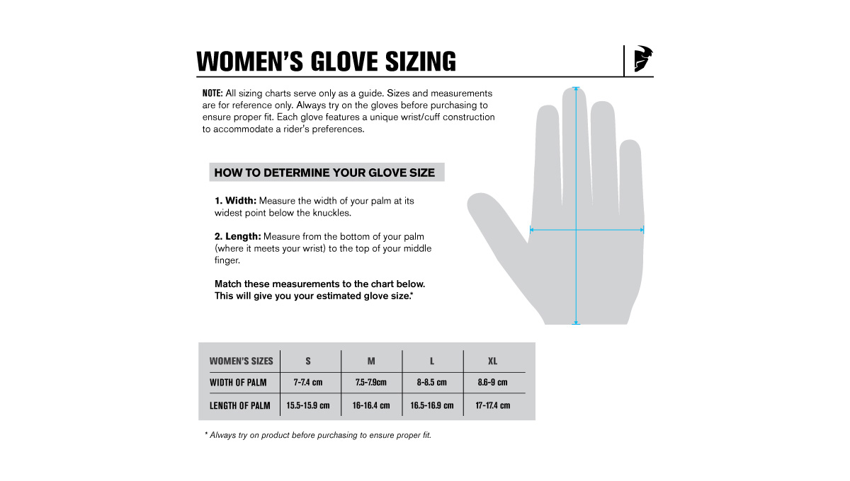 Guide des tailles thorwomensglovesizechart FortNine Canada